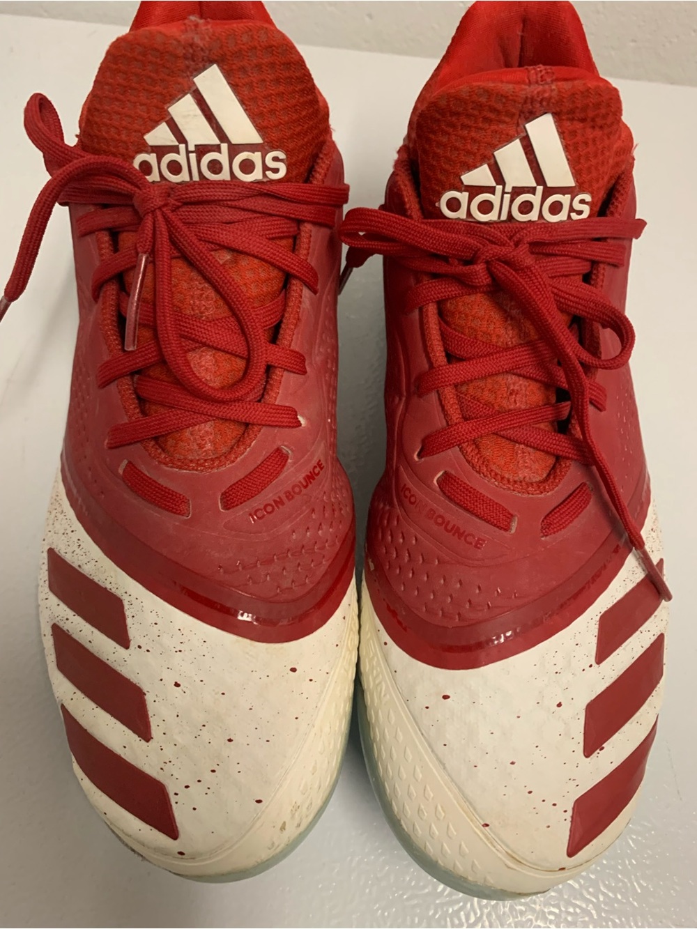 adidas Womens Red and White cleats with Icon Bounce